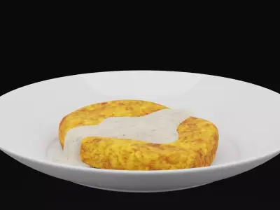 Fried Chicken Plate Low-poly 3D model