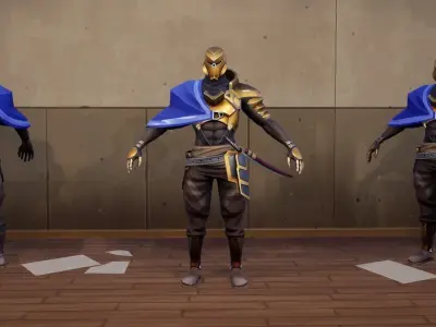 Stylized Samurai 3D Model  Mobile and PC  Full Animations Low-poly 3D model