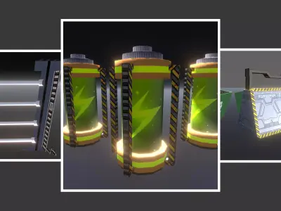 Futuristic Space Props Low-poly 3D model