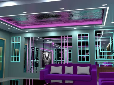  Living Hall interior Low-poly 3D model