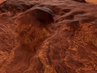 Mars Planet Landscape Desert Mountain Cliffs PBR Low Poly 02 Low-poly 3D model