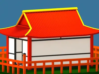 Japanese Shrine Low-poly 3D model