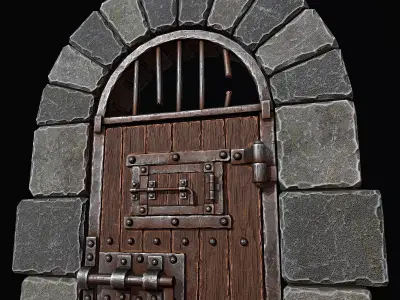 Medieval Dungeon Door Low-poly 3D model