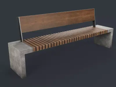 Modern Outdoor Bench 43 PBR Game Ready Low-poly 3D model