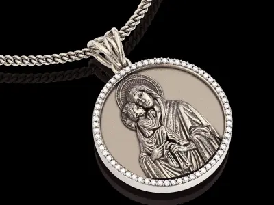 Holly Marry and Jesus pendant gold  printable 3D model 3D print model