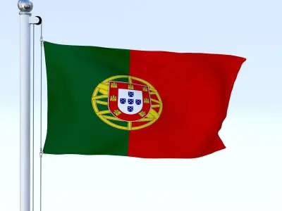 Animated Portugal Flag Low-poly 3D model