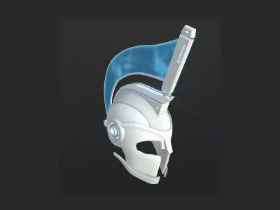 SciFi Spartan Helmet 01 White Blue - Character Design Low-poly 3D model