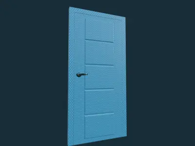 Modern Blue Hexagon Patterned Door 3D model