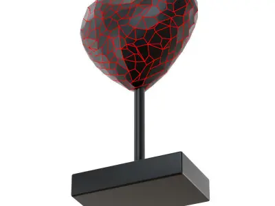 Cracked figurine of a black heart with red veins 3D model