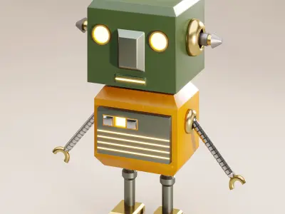 5 low poly Robot Bundle Low-poly 3D model