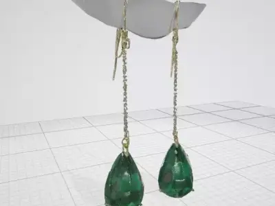 Emerald Elegance Teardrop Dangle Earrings 3D print model