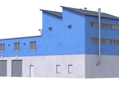 Industrial Building 15 Blue Low-poly 3D model