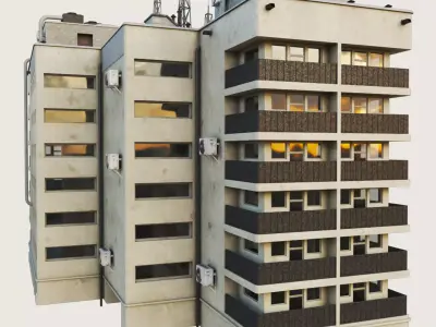 Building Skyscraper City Town Downtown Office Space Work Street Low-poly 3D model