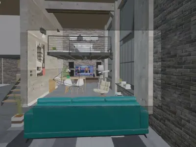 interior loft small duplex drawing room 3D model