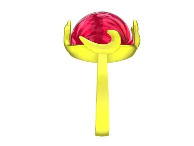 Luxury Round Cabochon Gold Ring for Women 7879 3D print model