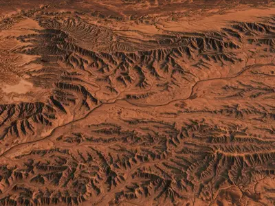 Mars Planet Landscape Desert Terrain Valley 10x10km PBR 03 Low-poly 3D model