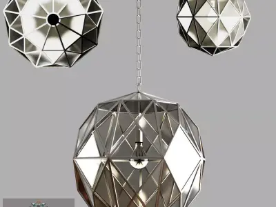 Chandelier Glass Metal Cage Pendant 3D model