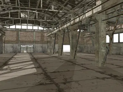 empty hangar Low-poly 3D model
