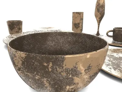 Dirt and Rusty Table Ware Low-poly 3D model