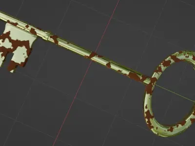 Rusty shiny 3 lever key Low-poly 3D model