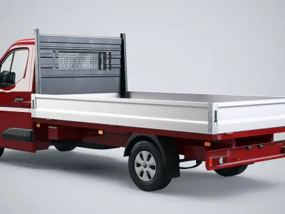  Renault Master Tipper Flatbed Truck PBR Textured 3D Model 