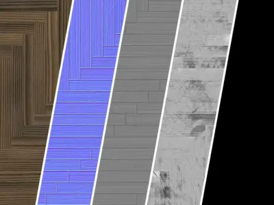 Parquet Materials 29- Parquet By Old Wood Damaged - Sbsar PBR 4k Texture