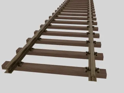 Railroad Track - Broad Gauge - Tileable Low-poly 3D model