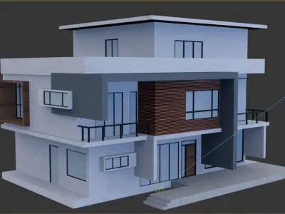 Akya - Big Modern House Low-poly 3D model
