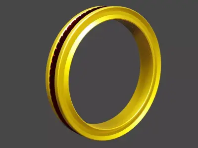 Metallic Crystal Ring Low-poly 3D model