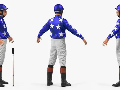  Horse Jockey Rigged for Cinema 4D 3D Model 