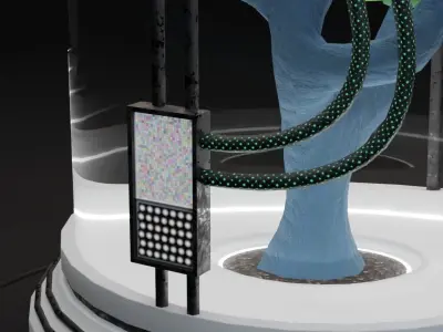 Sci-Fi alien plant with lab container equipment K Low-poly 3D model