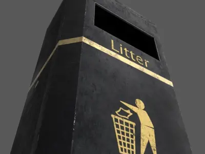 Derby E Slimline Litter Bin Low-poly 3D model