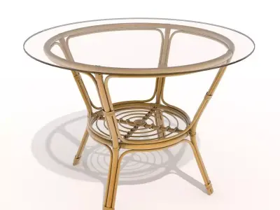 Rattan-glass table 3D model