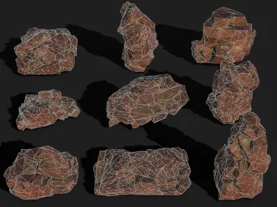 Mountain desert Rocks - PBR Pack 03 Low-poly 3D model