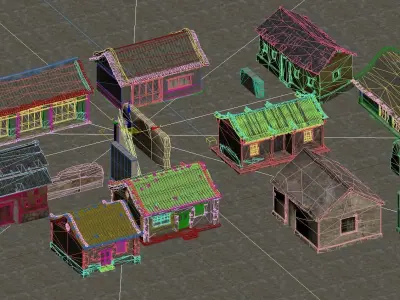 Old houses Low-poly 3D model get
