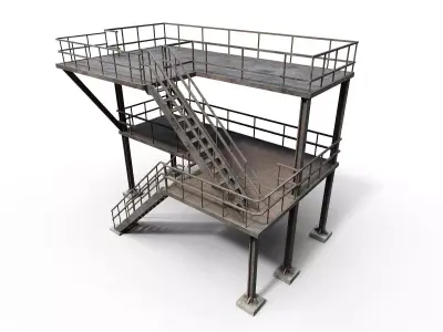 Industrial stair v2 Low-poly 3D model