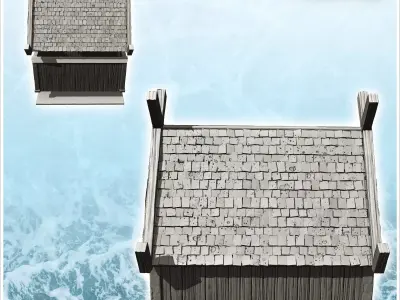 Medieval house with sloping roof and large wooden beams 18 - Med 3D print model