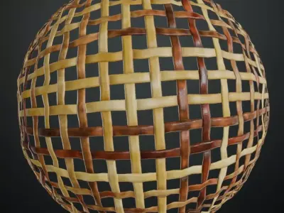 Open-Weave Multicolored Bamboo Wicker PBR Texture