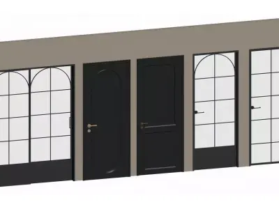 French retro style doors 3D model