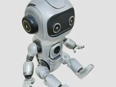 Futuristic Toy Robot with Articulated Limbs Low-poly 3D model