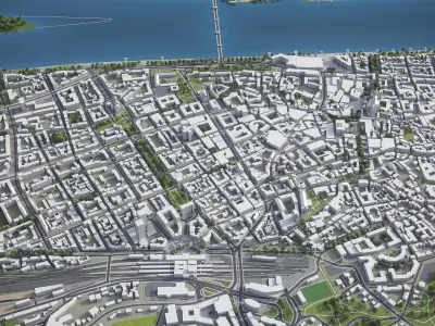 Mainz - Wiesbaden - 2 cities Low-poly 3D model