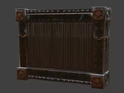 Steampunk Industrial Wall Barrier 3D Model Low-poly 3D model
