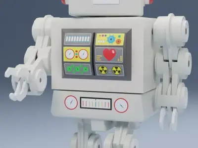 Vintage tin robot RTR-0406 model Low-poly 3D model