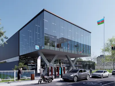 Gallery modern art building Low-poly 3D model