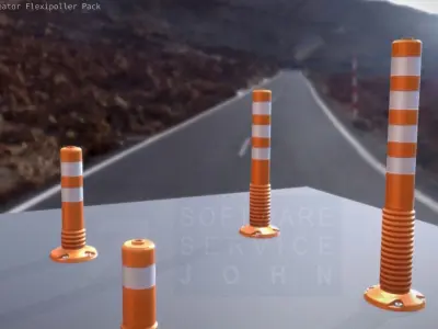 Traffic Delineator Flexipollers Low-Poly Pack Low-poly 3D model