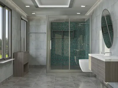 Bathroom Interior Scene and Fixtures Collection 3D model