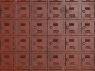 Industrial Weathered Red Metal Locker PBR Seamless Texture