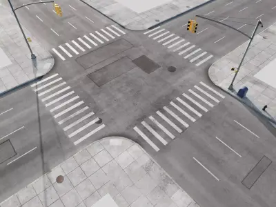  City Roads Low-poly 3D model