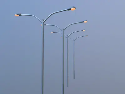 Low poly Streetlight Model street lamp with two lights Low-poly 3D model