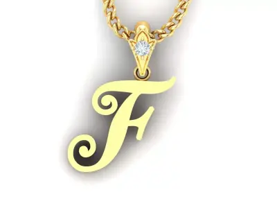 Alphabet V3 Light Gold  Font Pendant F 3D print model